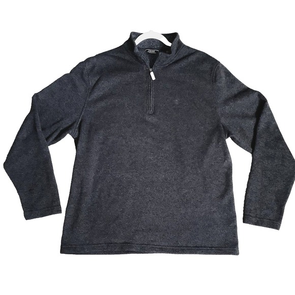 Izod Pullover Sweater Mens XL Black Quarter Zip Long Sleeve Fleece Knit - Picture 1 of 11